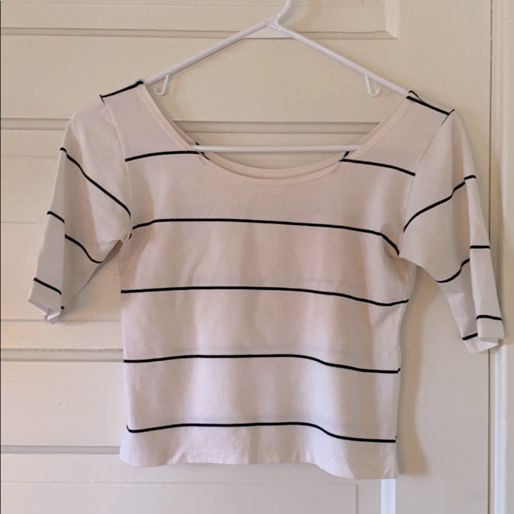 Cropped Black & White Stripped Tank